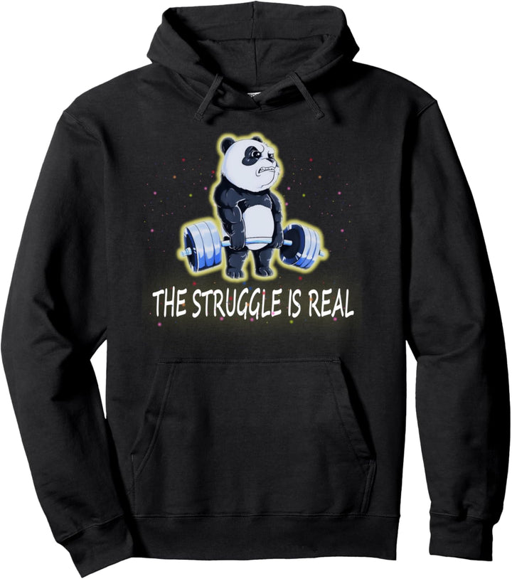 Panda Lifting Weight Shirts Sprüche Der Kampf ist echt Pullover Hoodie