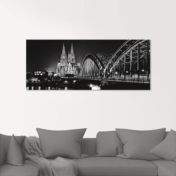 ARTland Glasbilder Wandbild Glas Bild einteilig 100x50 cm Querformat Städte Deutschland Köln Rheinbr