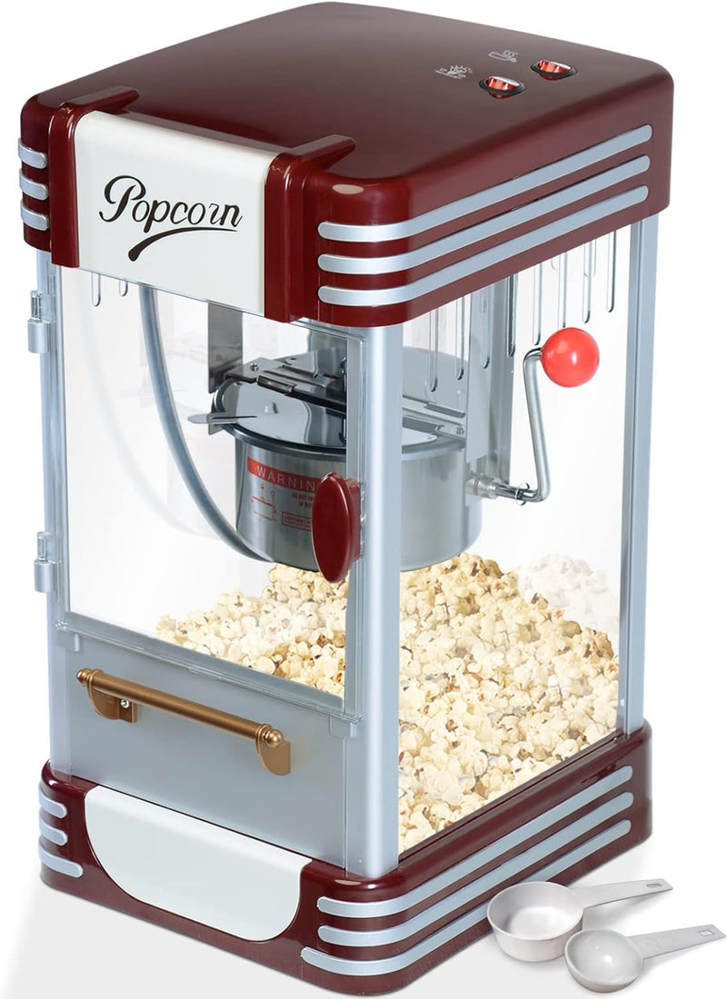 Jago® Popcornmaschine Retro - 60L/h, 200g/10min, Edelstahl Topf, für salziges Popcorn - 50er Jahre L