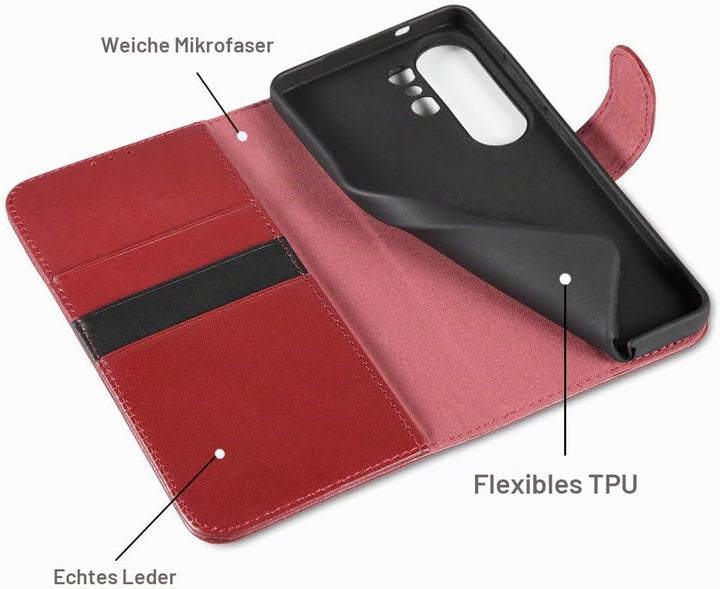LENSUN Echtleder Hülle für Samsung Galaxy S26 Ultra 5G, Handyhülle Echtes Leder [RFID Schutz][Magnet
