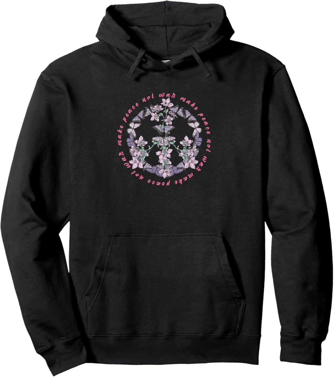 Peace Zeichen - Friedenszeichen mit Schmetterlingen Pullover Hoodie