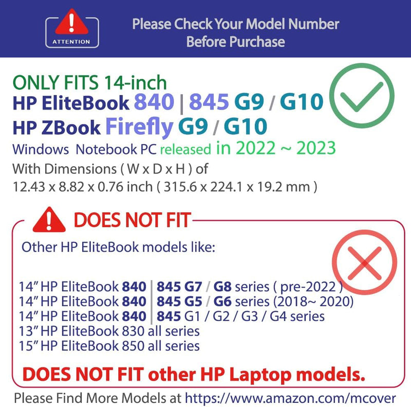 mCover Schutzhülle nur kompatibel mit HP EliteBook 840 (Intel CPU) | 845 (AMD CPU) G9 / G10 Serie No