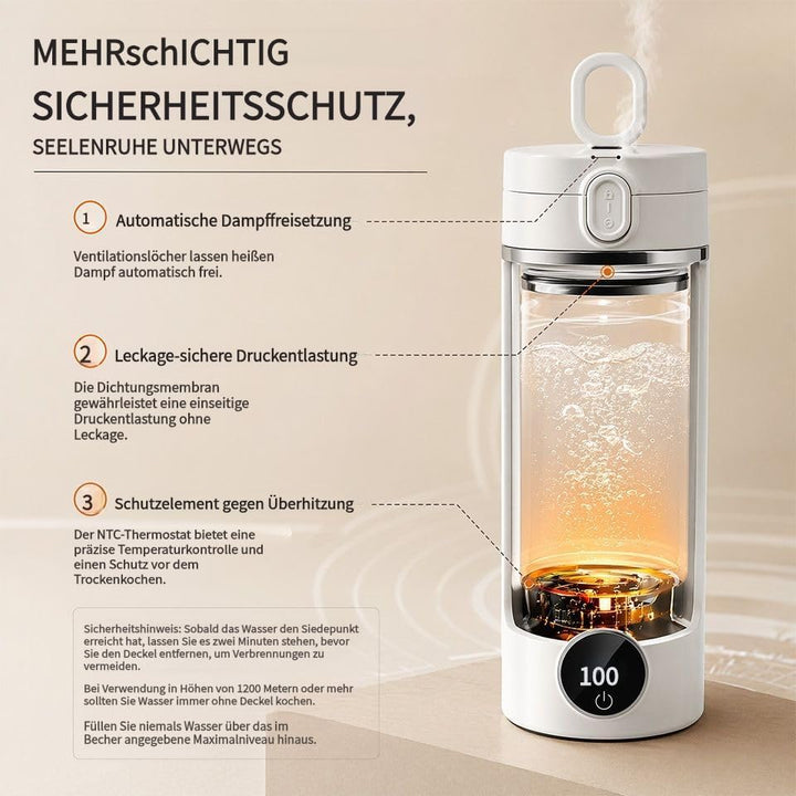 Elektrischer Reisewasserkocher Klein 450ML, Wasserkocher Klein 316 Edelstahl, Mini Wasserkocher Trag