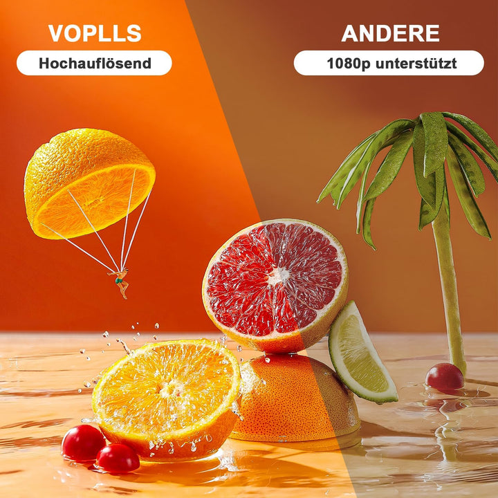 Mini Beamer, VOPLLS 18000L WiFi Bluetooth Beamer Full HD 1080P Unterstützt, Tragbar Video Projektor