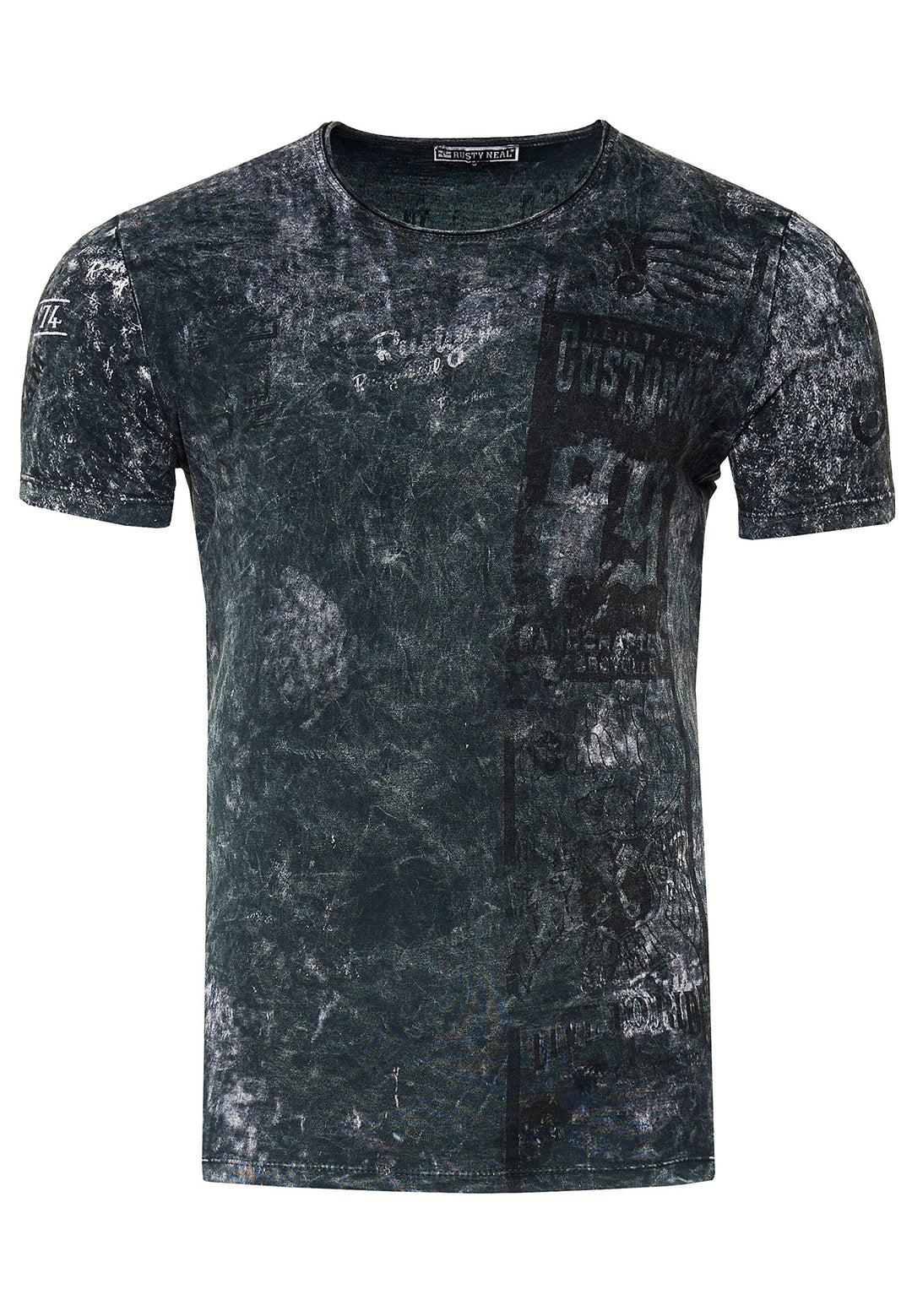 T-Shirt Herren Kurzarm Rundhals Tshirt Printed Shirt Regular Fit Verwaschen Plakativer Druck 232, An