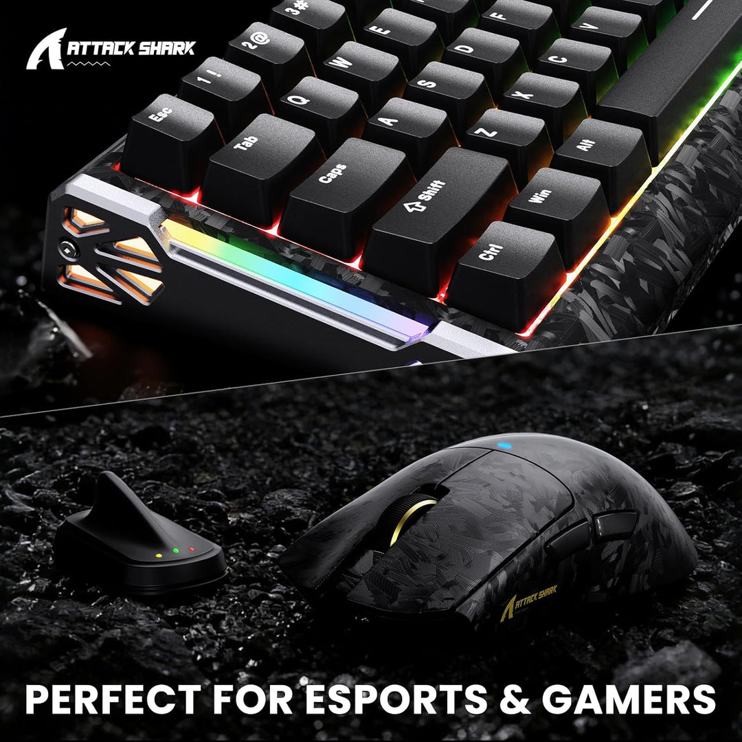 ATTACK SHARK 8000 Hz Carbonfaser-Schnellauslöser Kabelgebundenes magnetisches Gaming-Tastatur Hot-Sw