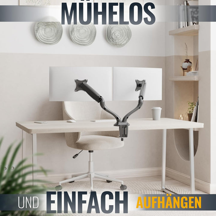 RICOO Monitor Halterung Tisch Gasdruckfeder für 13- 27 Zoll, VESA Tischhalterung, Monitorarm TS6611,