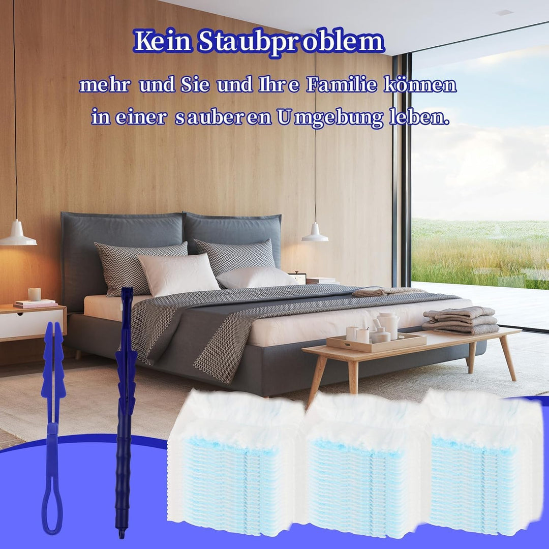 60 Stück Staubmagnet Staubwedel mit 1 Griff, 1 Teleskopstange, Staubwedel-Set aus Mikrofaser, Reinig