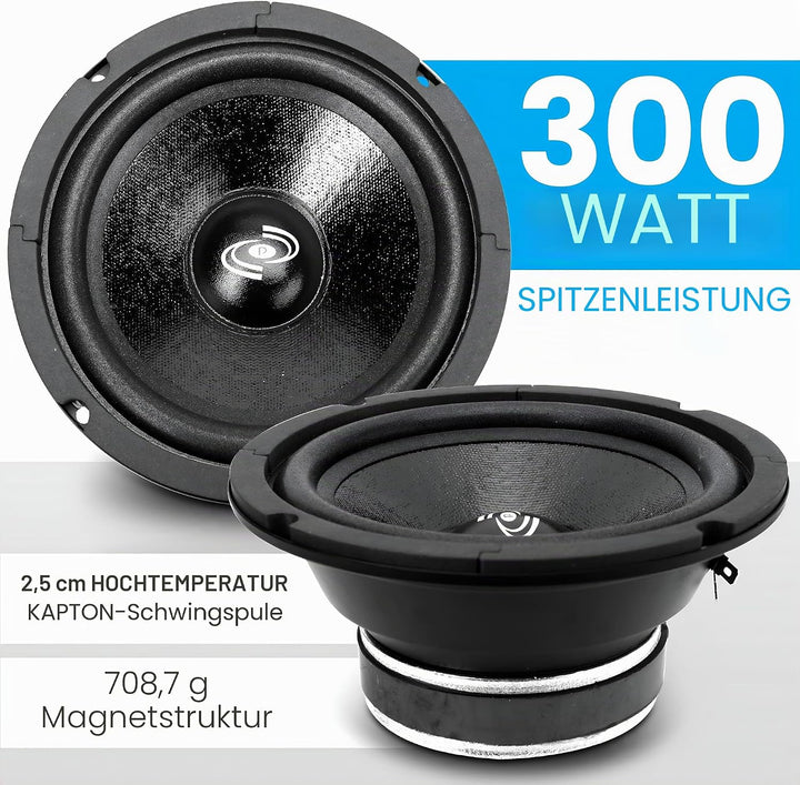 Pyle PDMR6 Auto-Audio-Lautsprecher, 16,5 cm, Mitteltöner, 300 Watt, hochleistungsfähige, versiegelte