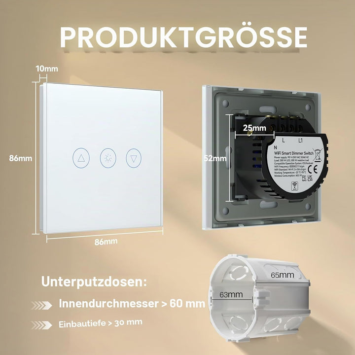 BSEED Dimmer Smart Alexa Lichtschalter 300W Touch Control WIFI Wandlichtschalter LED Kompatibel (Neu