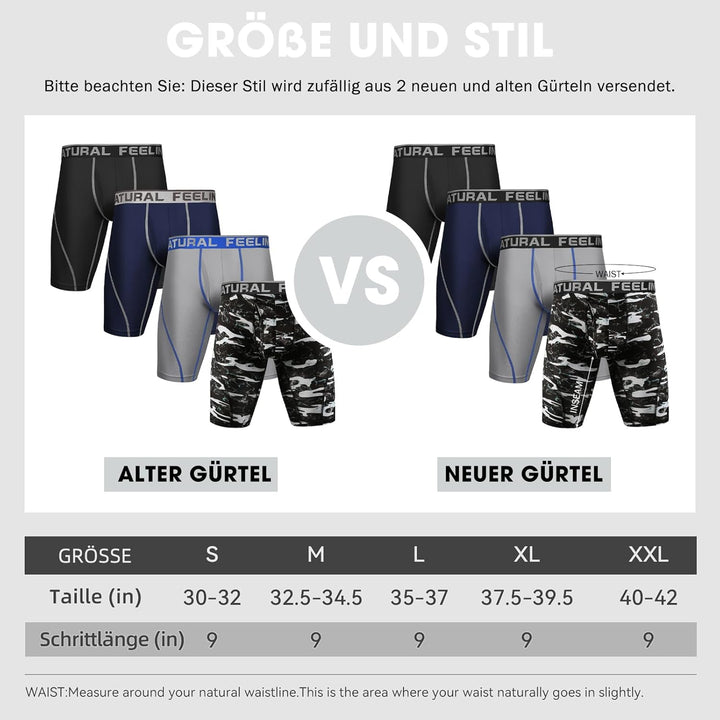 Natural Feelings 9in Boxershorts Herren Sport Unterhosen Manner Lang mit Eingriff Unterwäsche Herren