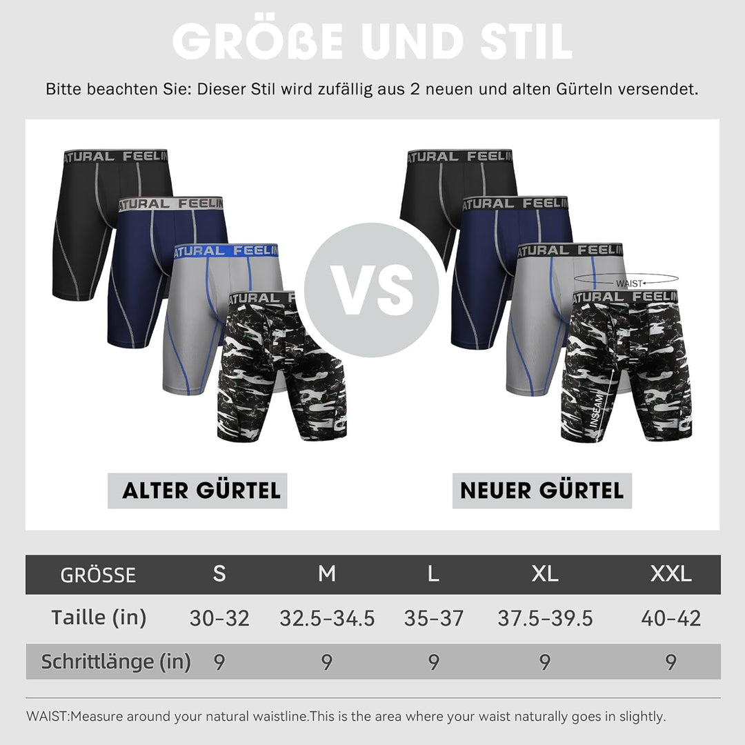 Natural Feelings 9in Boxershorts Herren Sport Unterhosen Manner Lang mit Eingriff Unterwäsche Herren