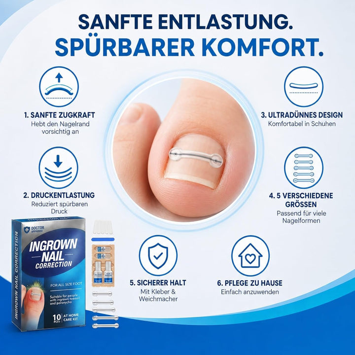 Eingewachsene ZehennäGel Set, Zehennagel Korrektur, 10 StüCk 5 GrössEn | Kleber &amp; Weichmacher, Sanft