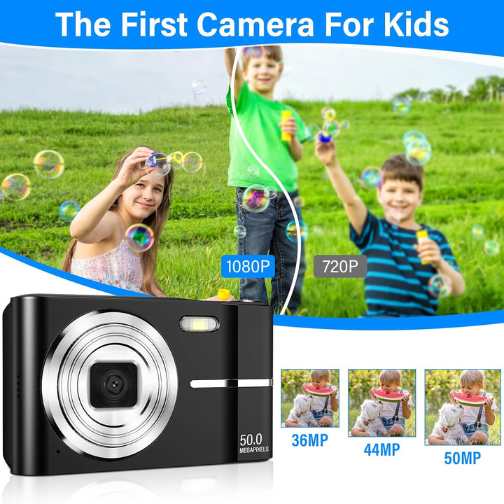 Digitalkamera 50MP 1080P FHD Fotokamera mit Autofokus 16X Digitalzoom Fotoapparat Tragbare Kompaktka