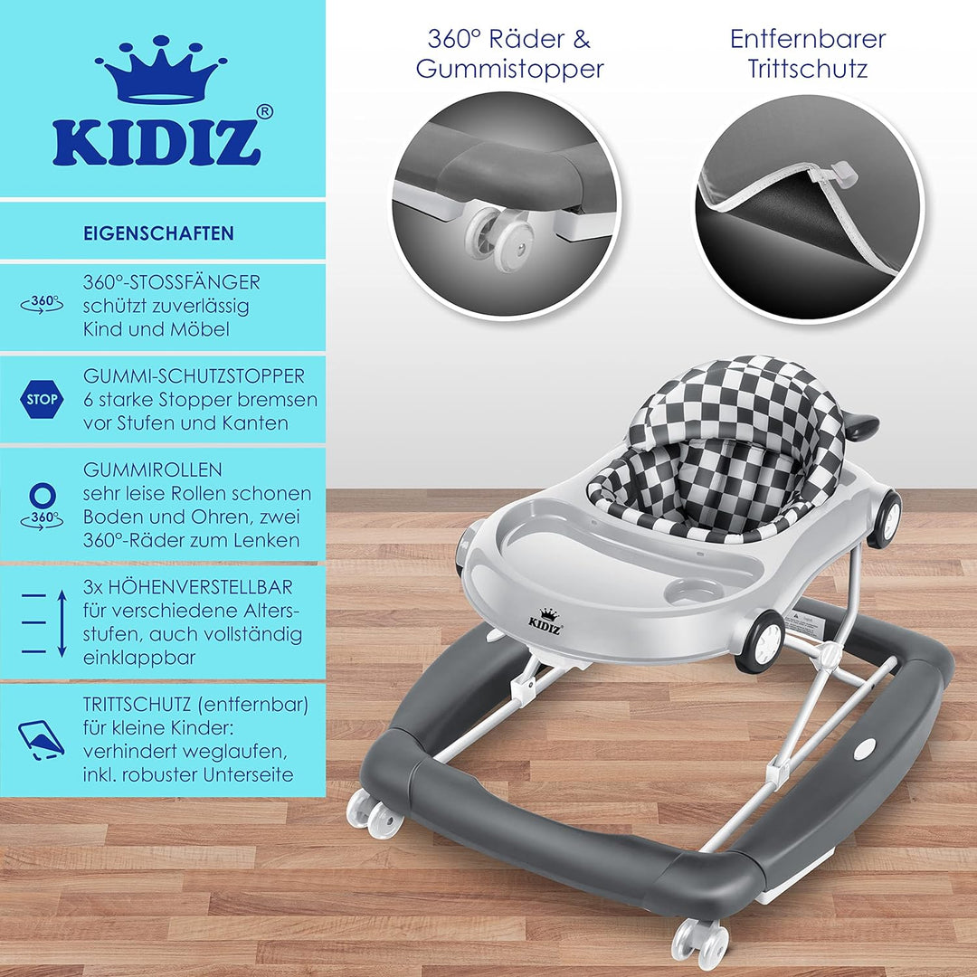 KIDIZ® 4in1 Lauflernhilfe Babywalker Spiel- und Lauflernwagen Gehfrei - Schaukelfunktion Babywippe m