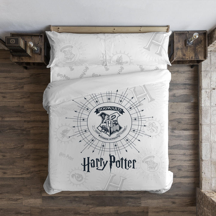 Belum | Bettbezug Harry Potter, Bettbezug mit Knöpfen aus 100% Baumwolle, Modell Dormiens Draco, Wei