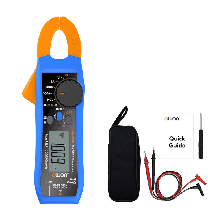 OWON CM2100 Mini Digital Clamp Meter 100A AC DC Strom Spannung True RMS Zange Amperemeter Widerstand