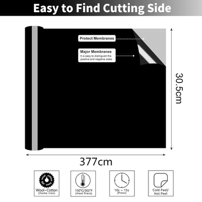 Bocguy Plotterfolie Textil Rollen, 30.5CM x 377CM Heat Transfer Vinyl Flexfolie Rollen mit Plotter W