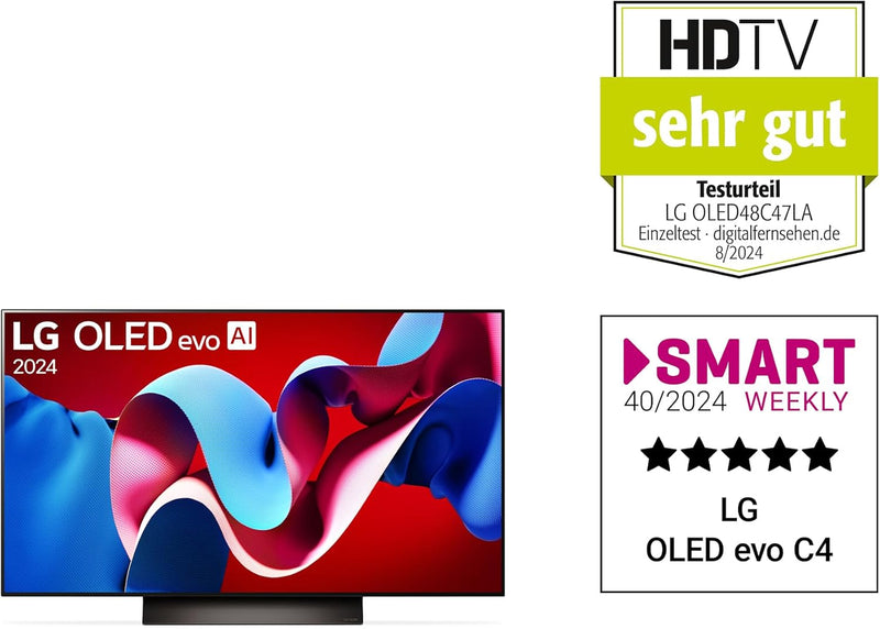 LG OLED48C47LA TV 48" (121 cm) OLED evo Fernseher (α9 Gen7 4K AI-Prozessor, webOS 24, Dolby Vision,