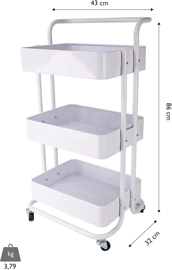 ECHTWERK mobiler Servierwagen für Küche/ Bad/ Büro mit 3 Ebenen, Küchenrollwagen, Küchenwagen, Werkz