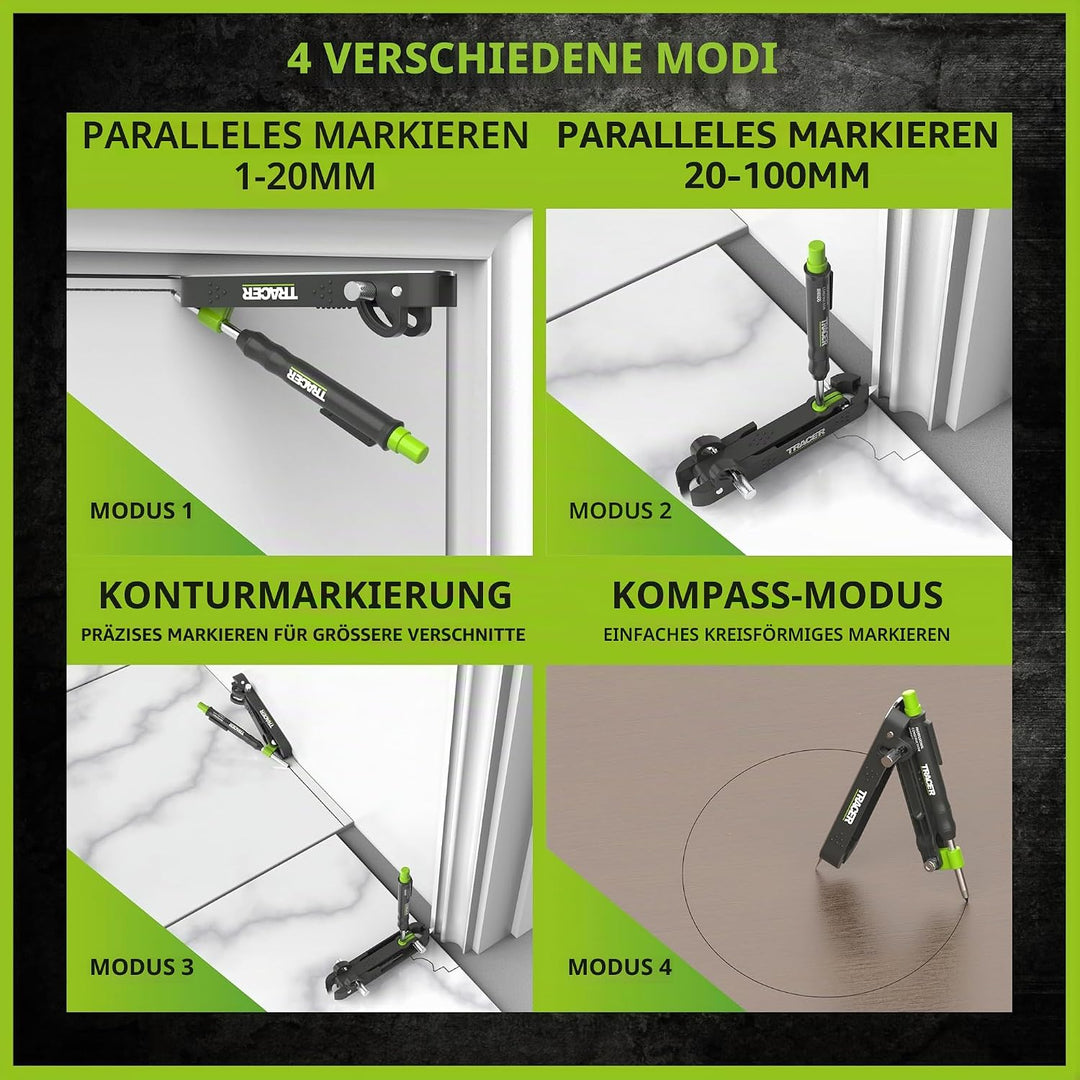 Tracer ProScribe Tool mit Tieflochmarker Bleistift, 6 x Ersatzminenhalter und Tragetasche (Multi-Fun