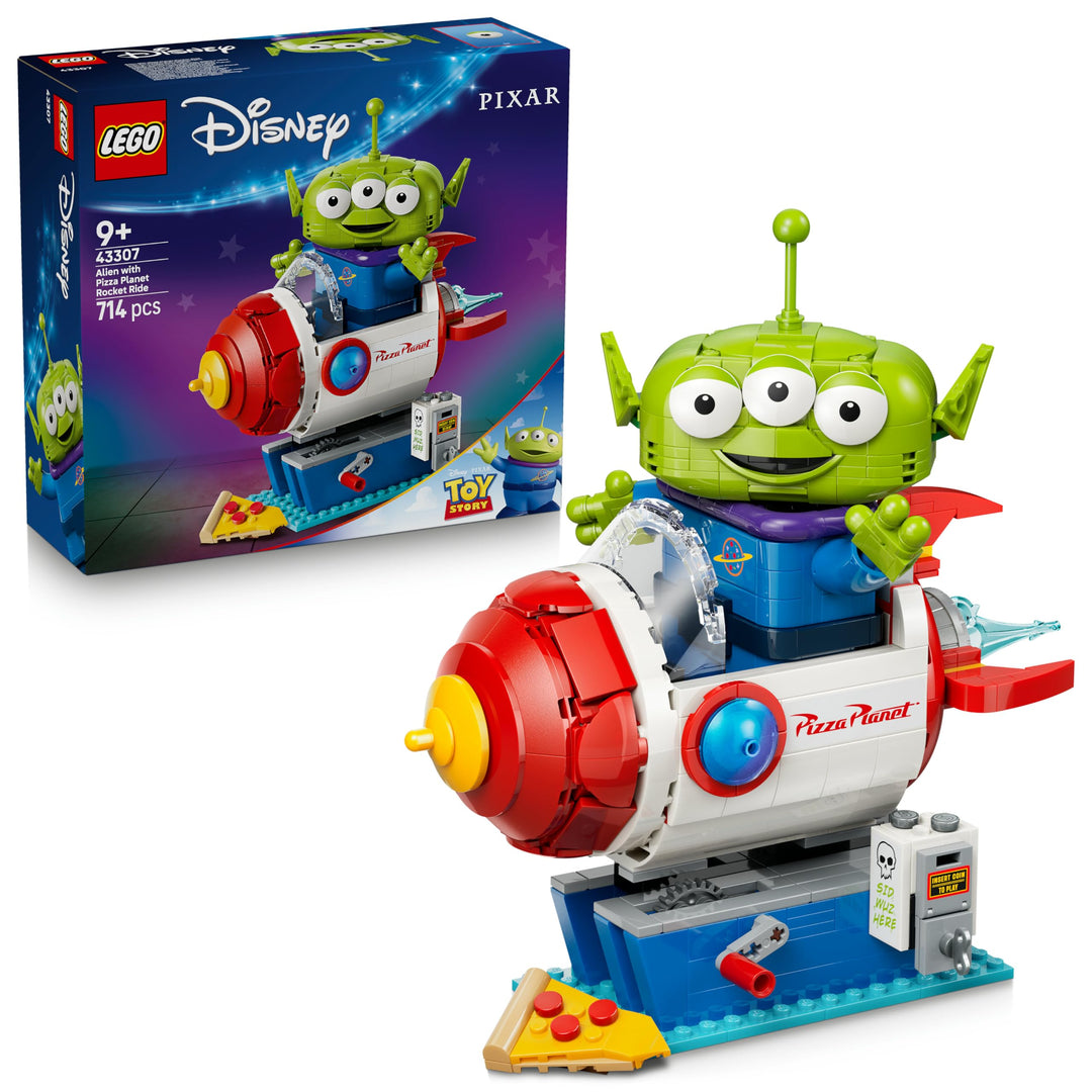LEGO Disney and Pixar Toy Story Alien mit Pizza Planet Raketenfahrt - Raumschiff Spielzeug mit Alien