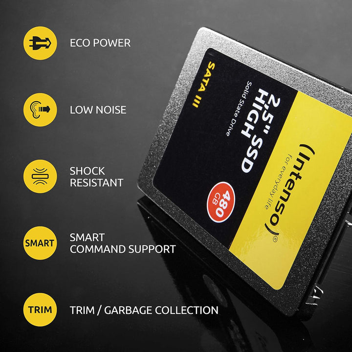 Intenso Interne 2,5" SSD SATA III High, 960 GB, 520 MB/Sekunden, Schwarz 960GB Sata 2,5" High