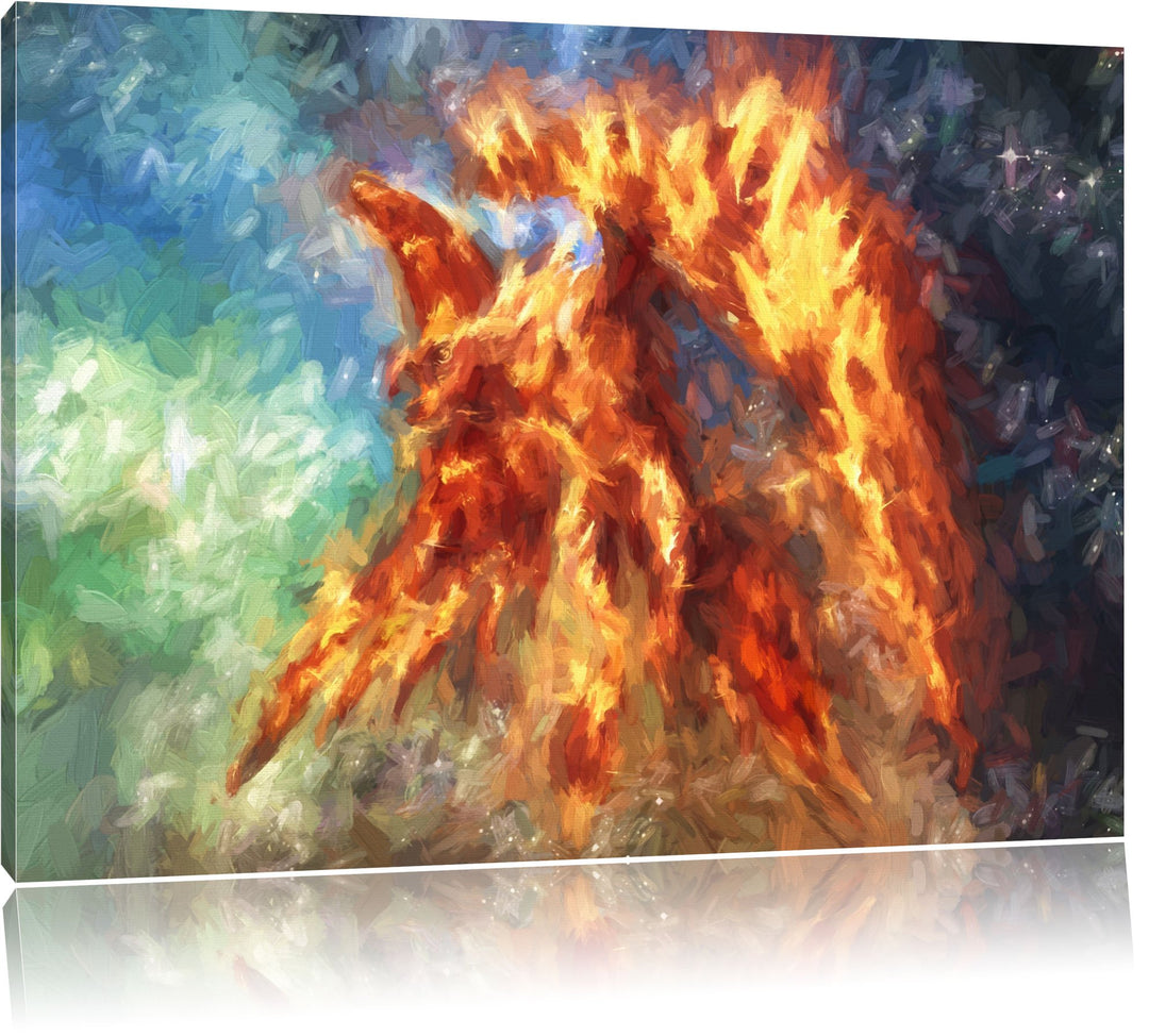 Pixxprint Feuriger Adler als Leinwandbild/Grösse: 100x70 cm/Wandbild/Kunstdruck/fertig bespannt, 100