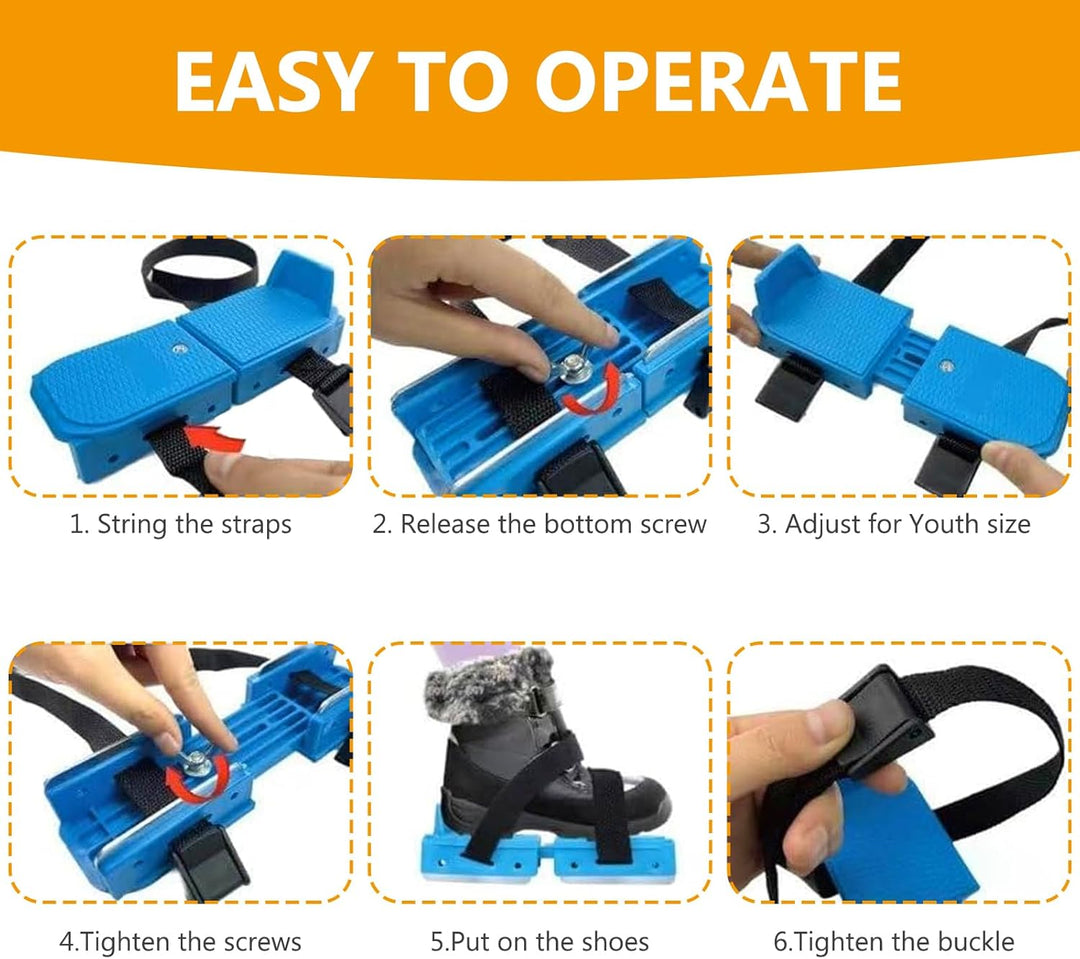 Schlittschuhe für Klein, Verstellbare Schlittschuhe, Doppelrutschen Gleitschuhe Schneegleiter mit Zu