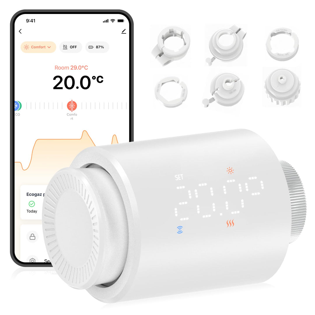 Smartes Blu Heizkörperthermostat mit App, Digitaler Heizungsthermostat programmierbar zur einfachen