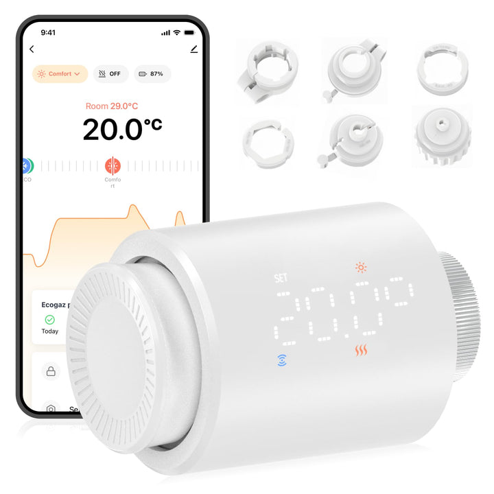 Smartes Blu Heizkörperthermostat mit App, Digitaler Heizungsthermostat programmierbar zur einfachen