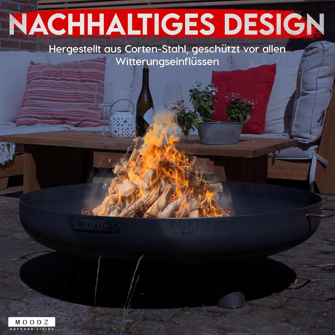 Moodz Feuerschale 60cm - Feuerschalen für den Garten - Feuerstelle Outdoor & Feuertonne - Feuerschal