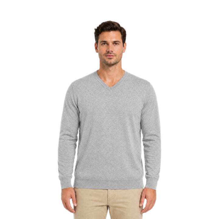 Krumba Herren Baumwolle Übergross V-Ausschnitt Klassik Pullover 3XL Grau, 3XL Grau