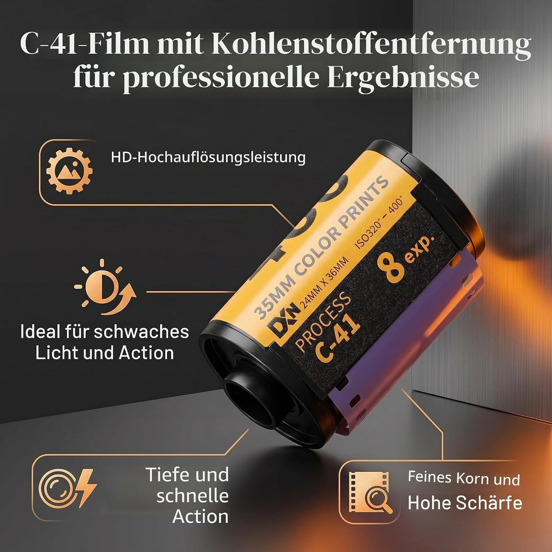 35mm Farbnegativfilm ISO 400, 8 Blatt – Hochauflösender Film mit feiner Körnung für 135 Kameras, ide
