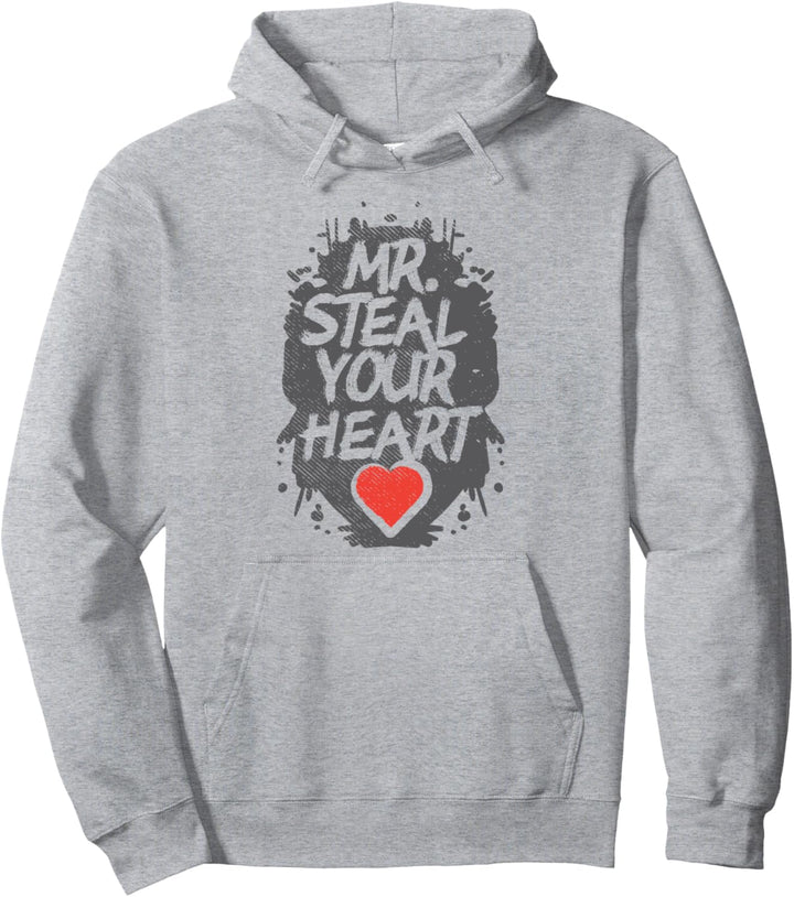 Mr Steal Your Heart Funny Happy Valentines Day Boys Men Gift Pullover Hoodie