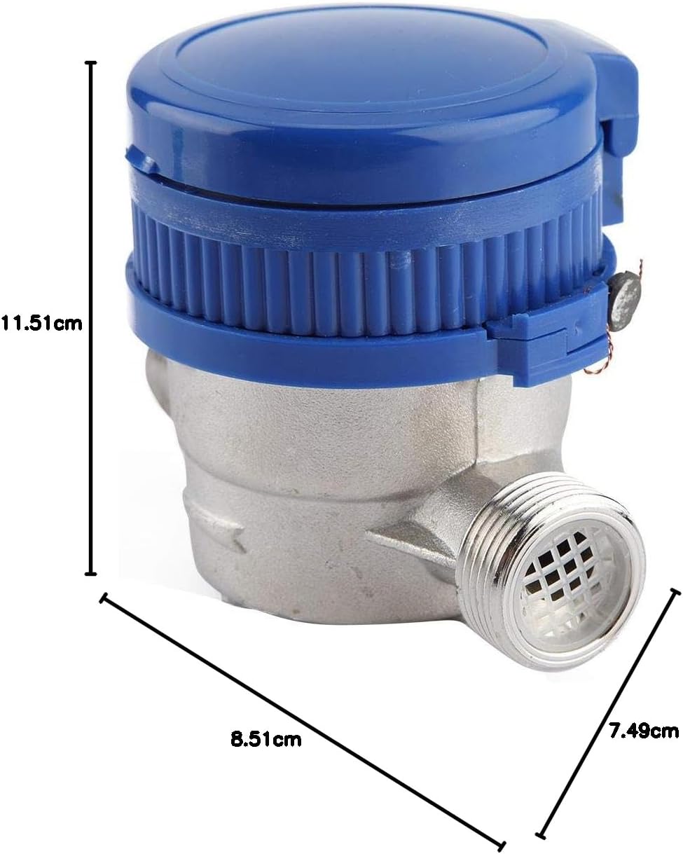 Wasserzähler 1/2 Zoll, Kaltwasserzähler mit 2 Aussengewinden, Aufputzmontage, mit Zeiger und Digital