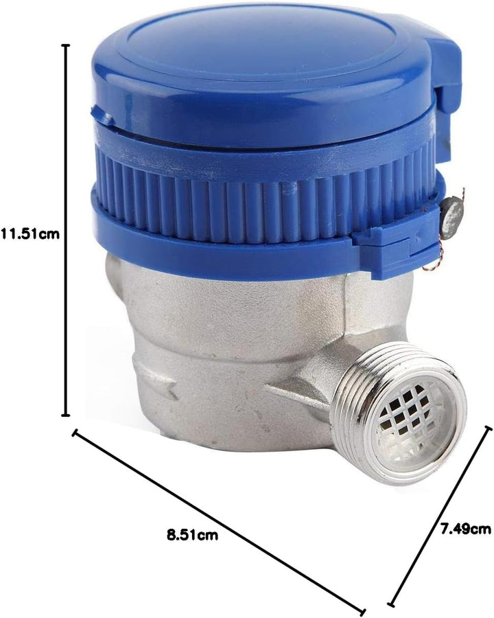 Wasserzähler 1/2 Zoll, Kaltwasserzähler mit 2 Aussengewinden, Aufputzmontage, mit Zeiger und Digital