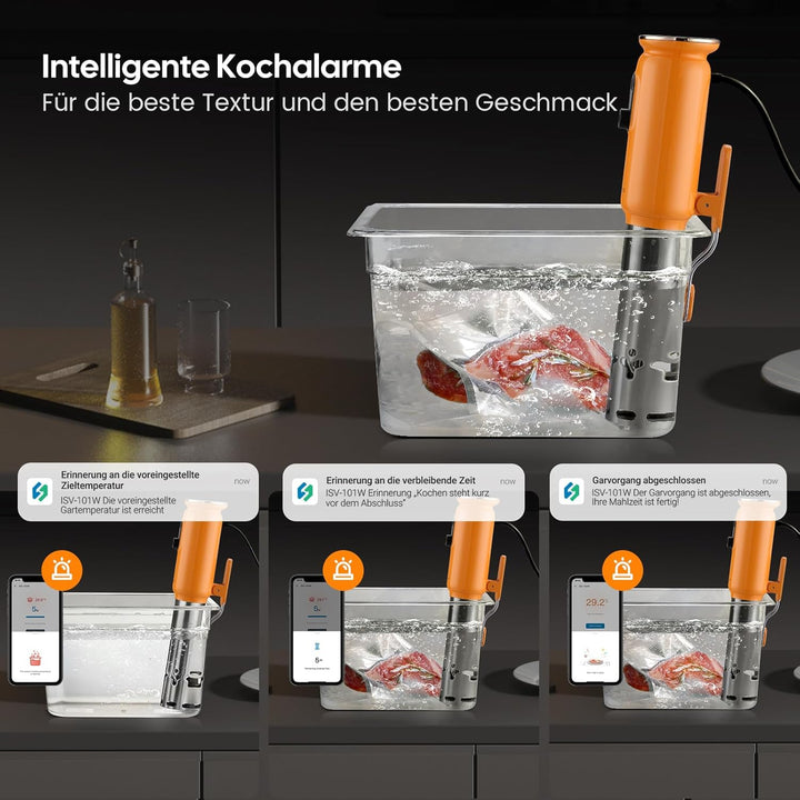 INKBIRD WiFi Sous Vide Garer ISV-101W, 1000 Watt Sous Vide, 3D-Wasserzirkulationserhitzung, Sous Vid