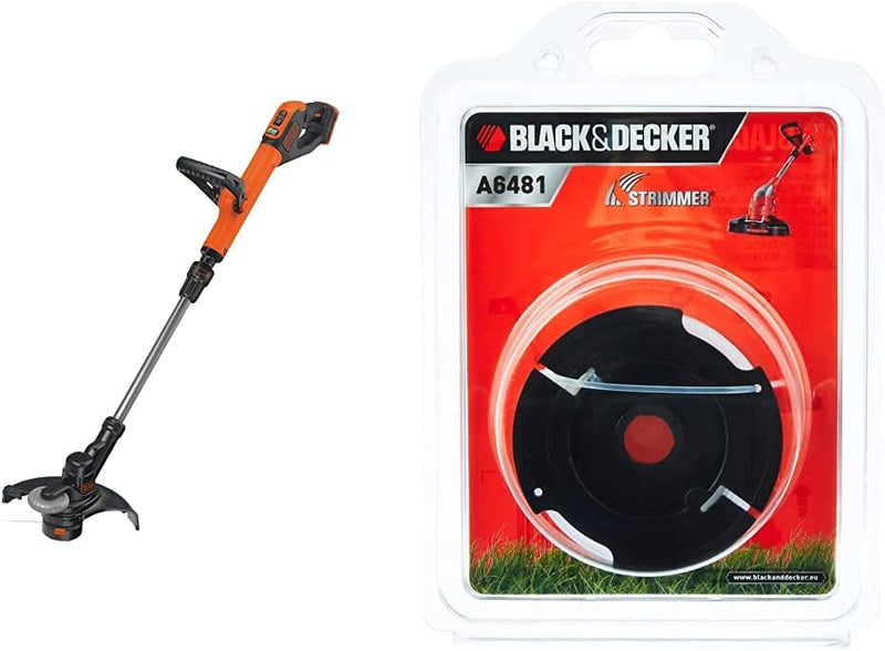 Black+Decker Reflex Akku-Rasentrimmer STC1820PCB, schwarz orange + vollautomatische Einzelfadenspule