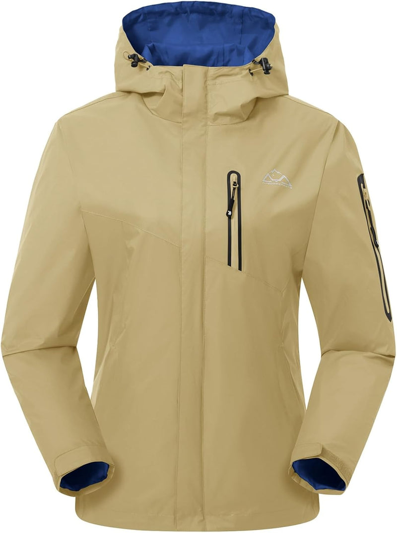 YSENTO Damen Regenjacke Wasserdicht Atmungsaktiv Outdoorjacke Leichte Übergangsjacke Windbreaker mit