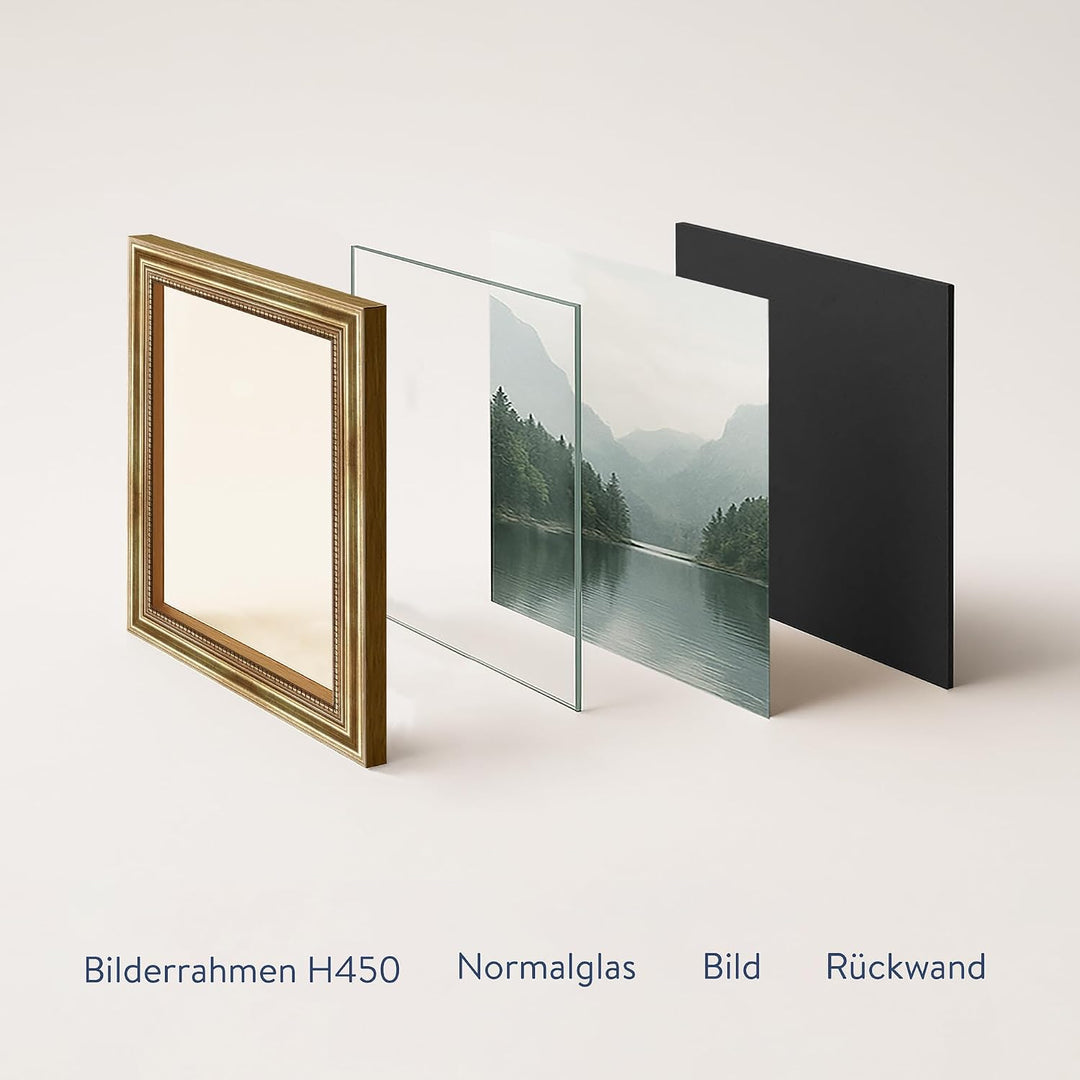 WANDStyle Bilderrahmen 10x10 Vintage, Bilderrahmen Gold Holz, hochwertiger Holzbilderrahmen Antik, P