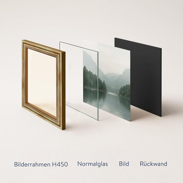 WANDStyle Bilderrahmen 10x10 Vintage, Bilderrahmen Gold Holz, hochwertiger Holzbilderrahmen Antik, P