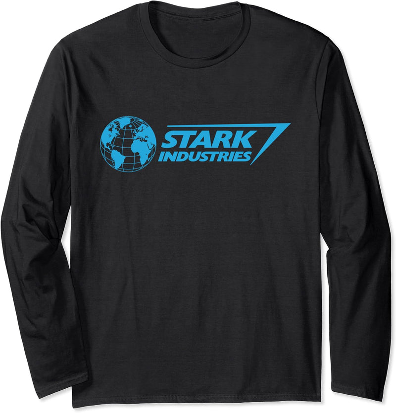 Marvel Iron Man Stark Industries Logo Blue Langarmshirt