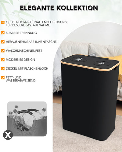SOUTHGATE Pfandflaschen Sammelbehälter 2 Fächer, 170L Pfandbehälter, Leergut & Altglas Aufbewahrung