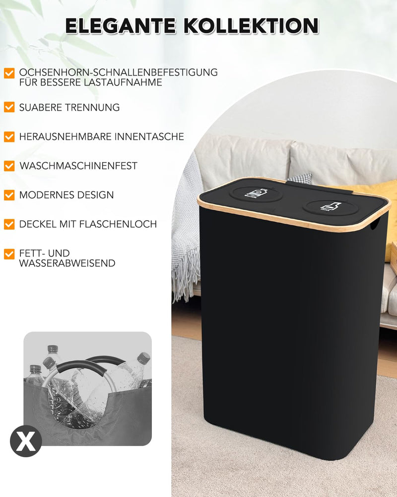 SOUTHGATE Pfandflaschen Sammelbehälter 2 Fächer, 170L Pfandbehälter, Leergut & Altglas Aufbewahrung