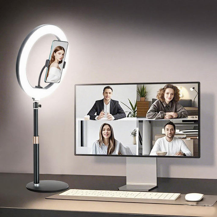BRAVECOW Ringlicht mit Stativ, 10.5” Selfie Ringlicht,Streaming Licht Videolicht mit 3 Lichtfarben u