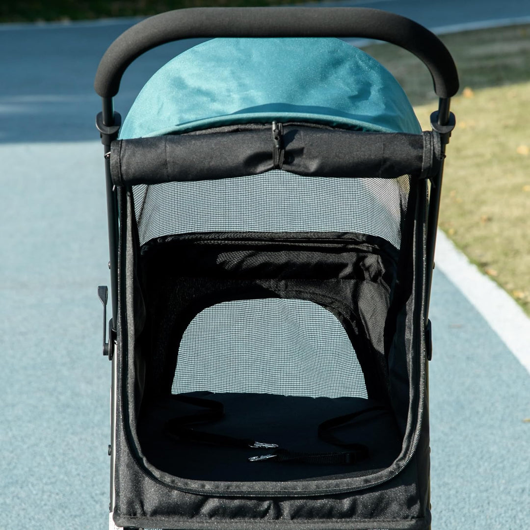 PawHut Hundewagen 2 in 1 Hundebuggy klappbar für Hunde &amp; Katzen bis 10 kg Katzenbuggy mit Kissen Net