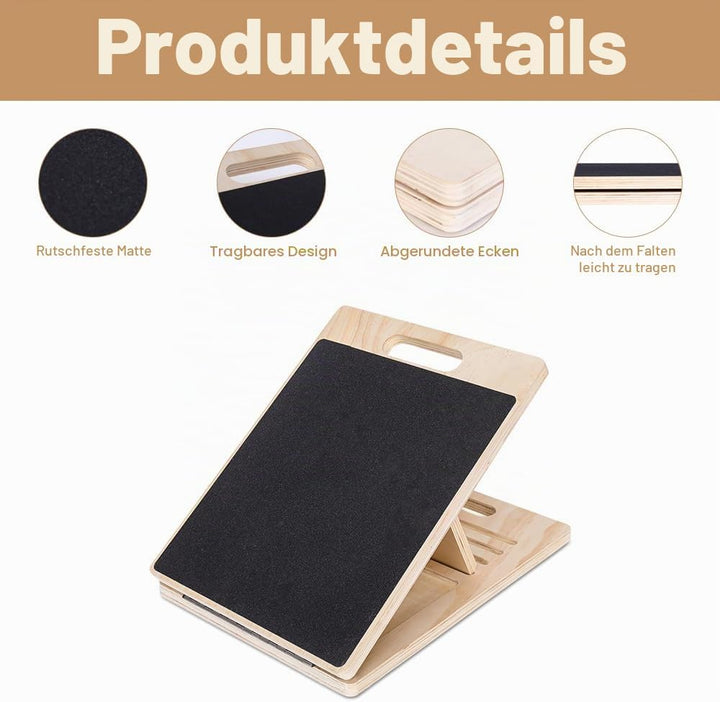 Professionelles Schrägbrett Aus Holz, Portable Wooden Slant Board, Einstellbares &amp; Rutschfestes Schr