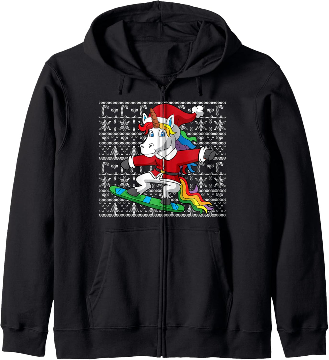 Snowboard Weihnachten Einhorn Weihnachtsmann Snowboard Kapuzenjacke