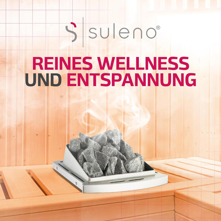 SULENO Original finnische Saunasteine 20kg Olivindiabas Aufgusssteine Dampfstein für Saunaofen Elekt